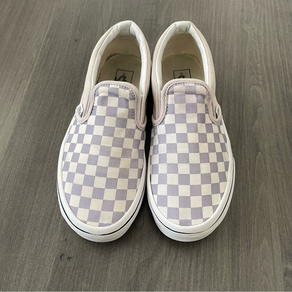 Vans kids light purple white checkered slip on sneakers shoes size 3 - Picture 2 of 10